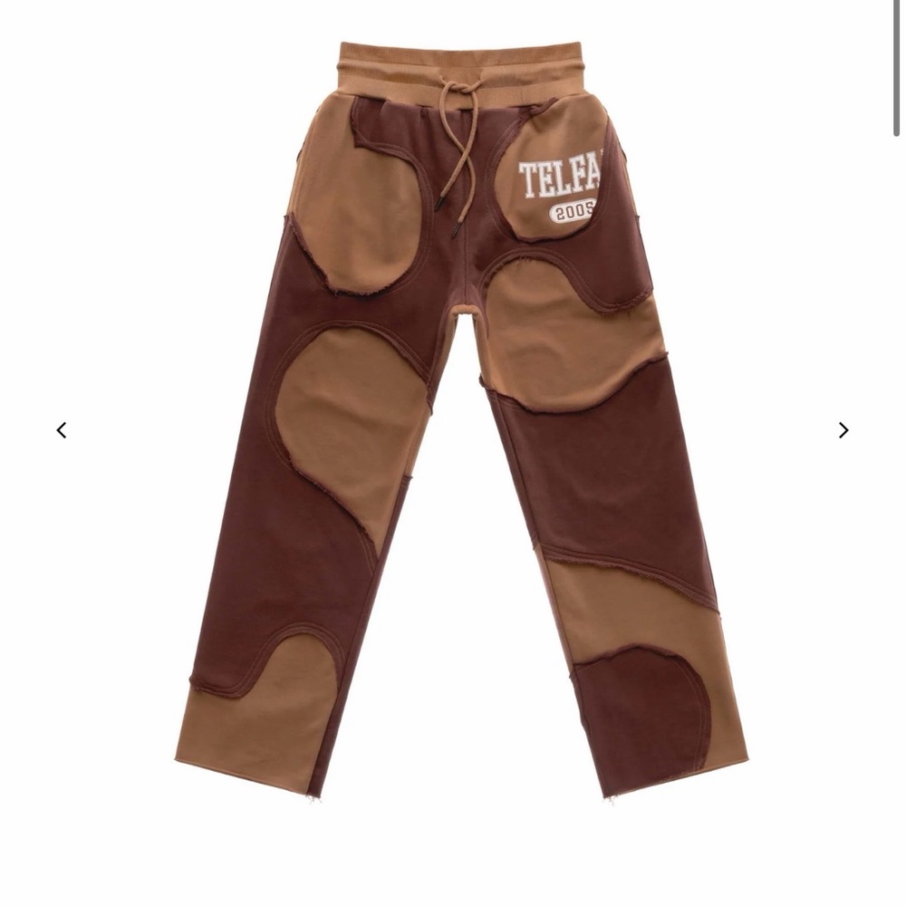Telfar Mens Camo Patchwork Pants in Brown and Tan
